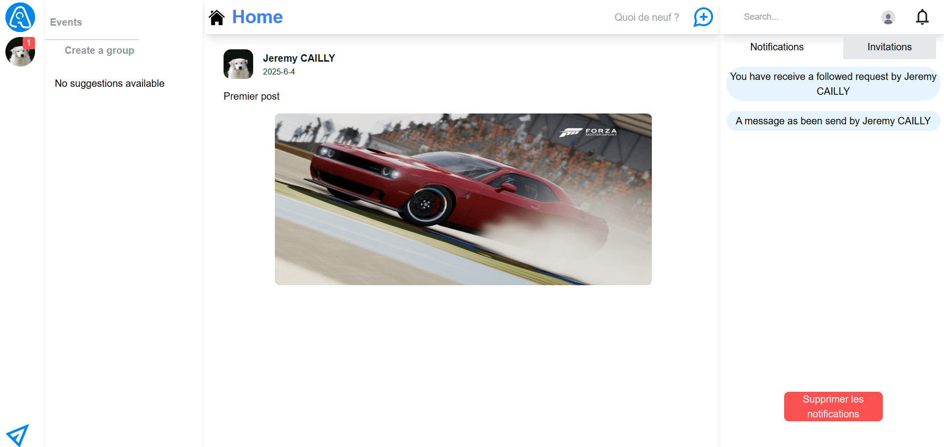 Social Network Home Page
