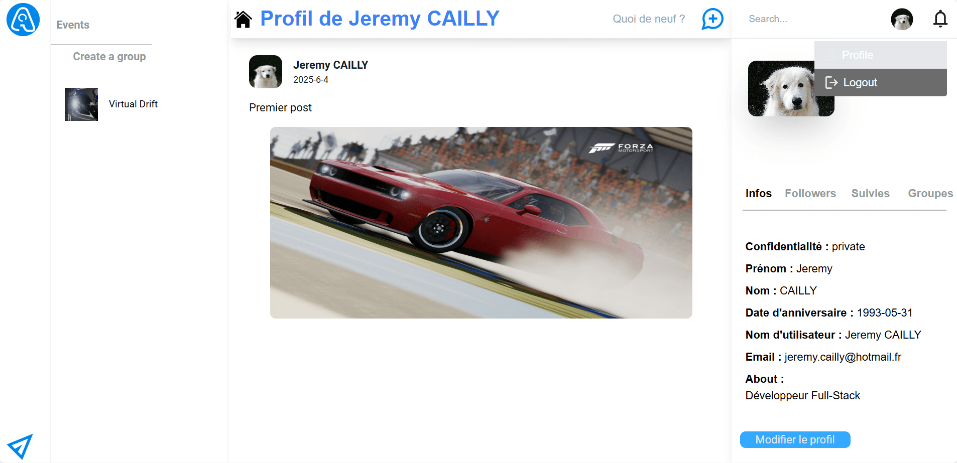 Social Network Profil Page