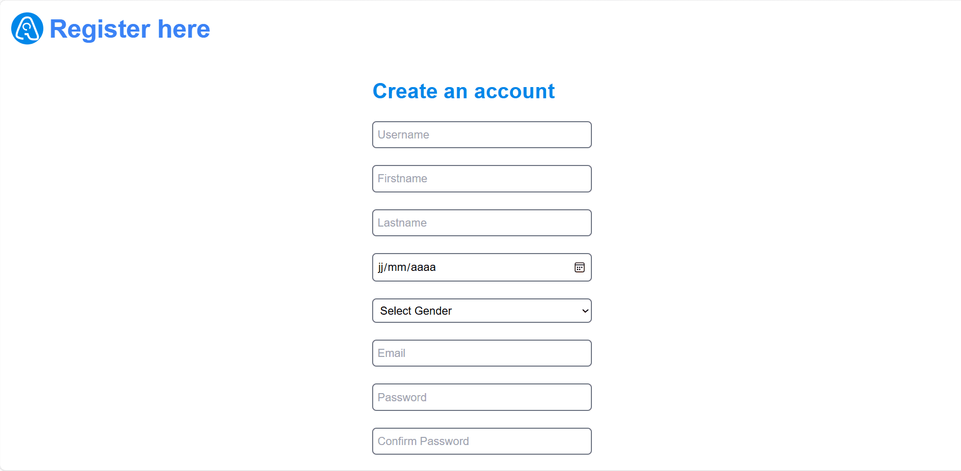 Social Network Register Page
